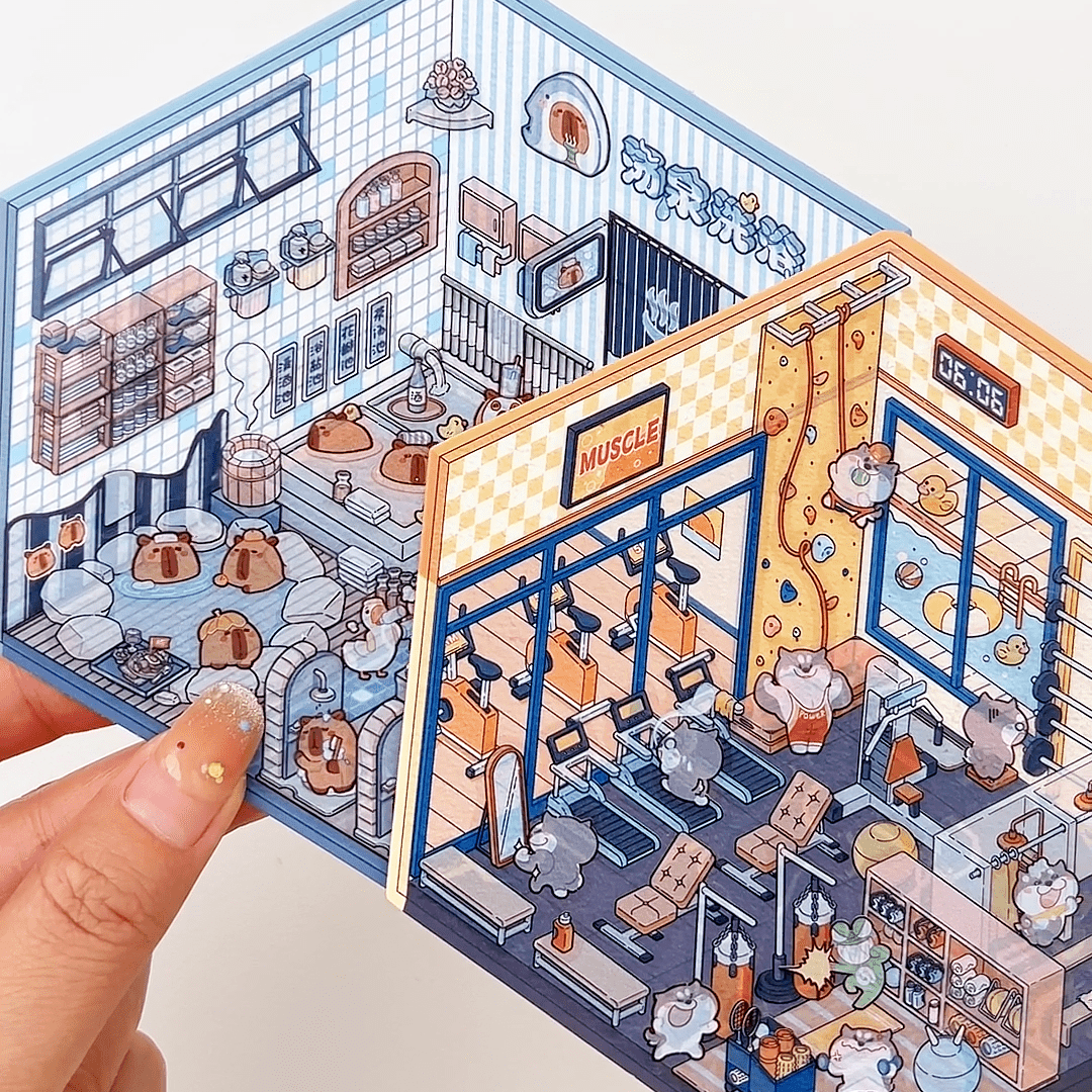 Stickers Scene, Make your Own Warm Home|Music Bar|Hot Spring|Gymnasium