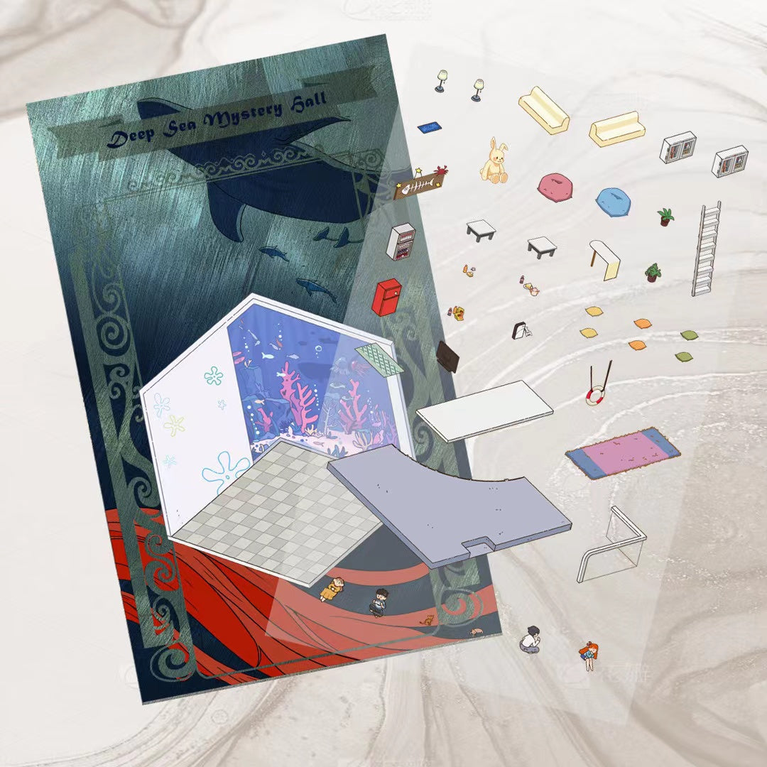 DIY 4 Miniature Scene Stickers: Potions Classroom|Deep Sea Mystery Hall|Traditional Chinese House|Cafe Shop