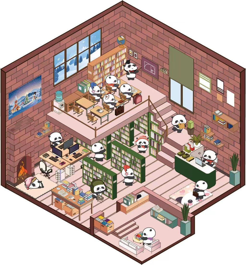 PreSale Cute Panda Sticker Scene, Panda Music Festival|Bookstore|Dessert Shop|Supermarket