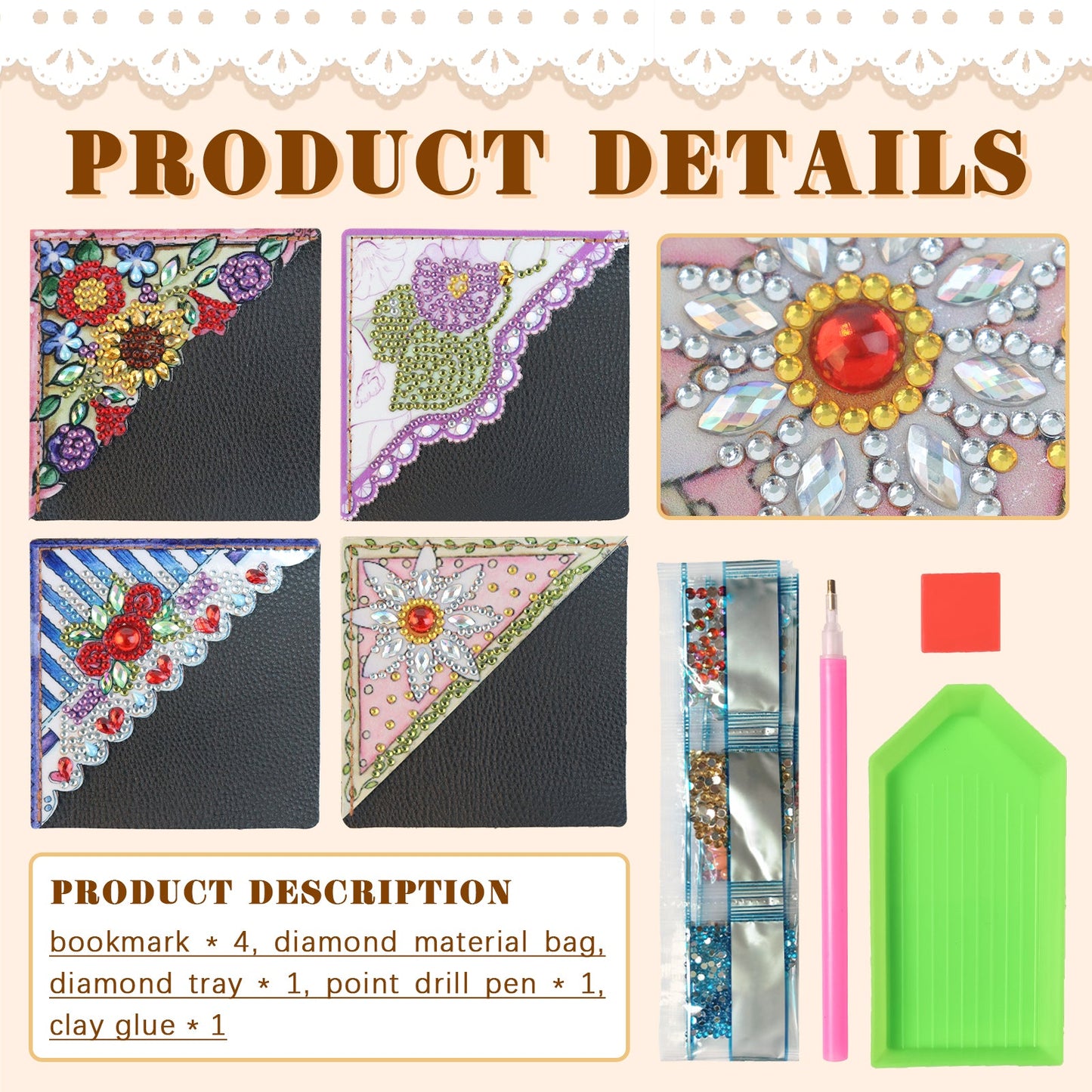 4pcs Mandalas Corner Bookmarks