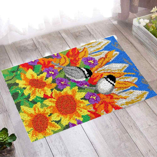 Backyard Flowers - (23x33in - 60x85cm) - DIY Latch Hook Kit