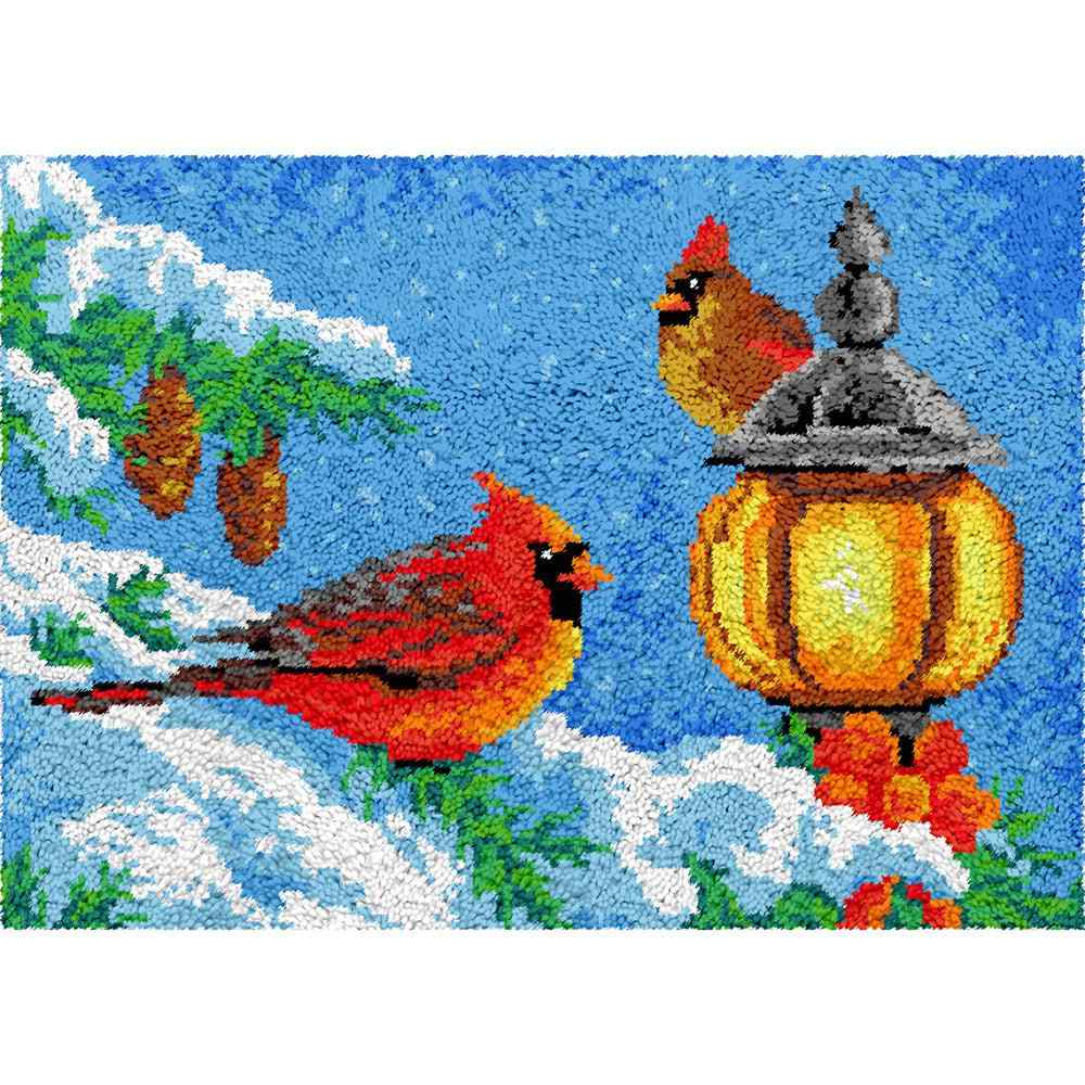 Bird Lanterns - (33x23in - 85x60cm) - DIY Latch Hook Kit