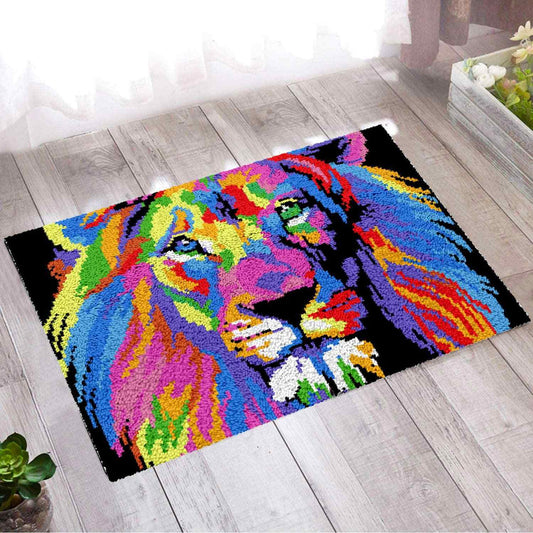 Abstract Lion - (33x23in - 85x60cm) - DIY Latch Hook Kit