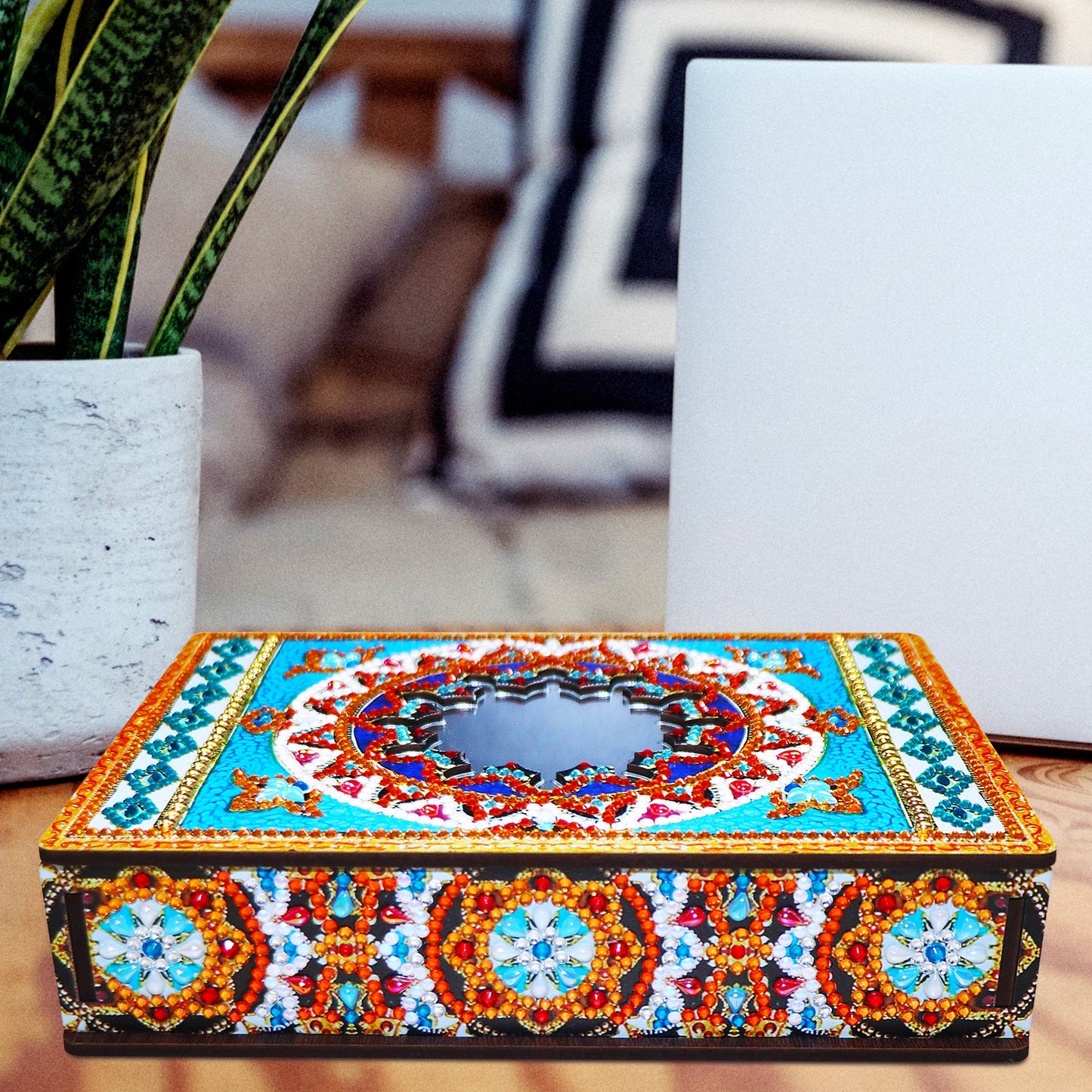 Wood Box Organizer with Mirror - Diamond Painting Accessories