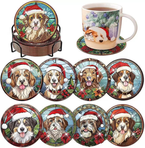 Diamond Painting Christmas Stained Glass Coaster [8-Pack]