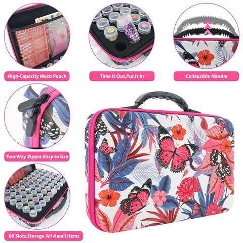 60-Container Diamond Painting Handbag with tools + FREE Canvas Holder Set