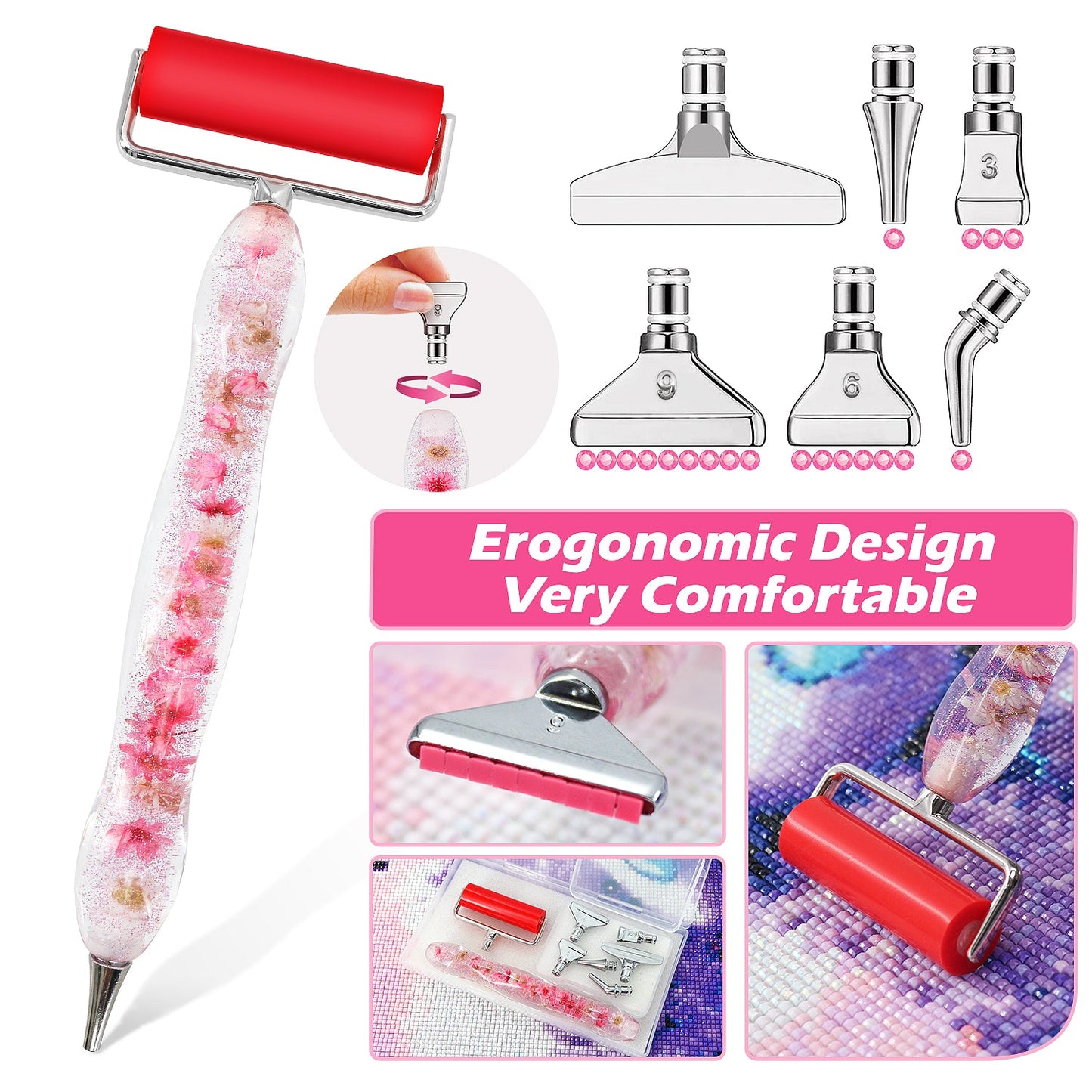 60-Container Diamond Painting Handbag with tools + FREE Canvas Holder Set