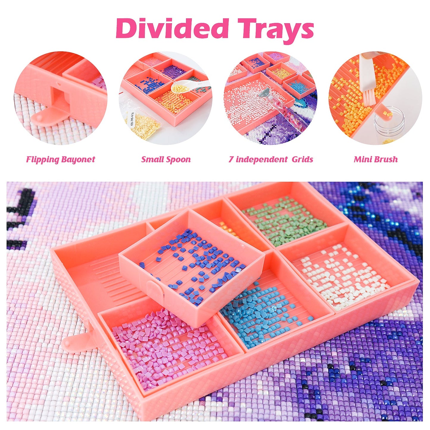 60-Container Diamond Painting Handbag with tools + FREE Canvas Holder Set