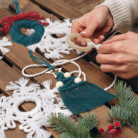 DIY Christmas Macrame Ornament Kit [8-Piece Set]