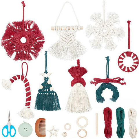 DIY Christmas Macrame Ornament Kit [8-Piece Set]