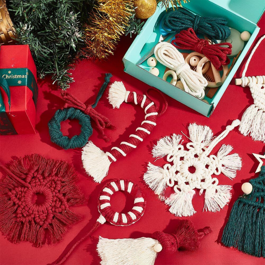 DIY Christmas Macrame Ornament Kit [8-Piece Set]