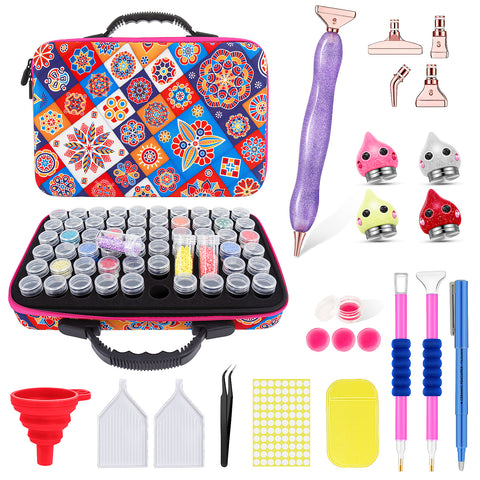 60-Container Diamond Painting Handbag with tools + FREE Canvas Holder Set