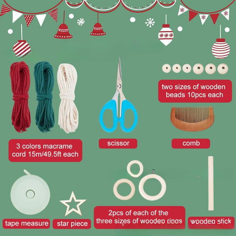 DIY Christmas Macrame Ornament Kit [8-Piece Set]