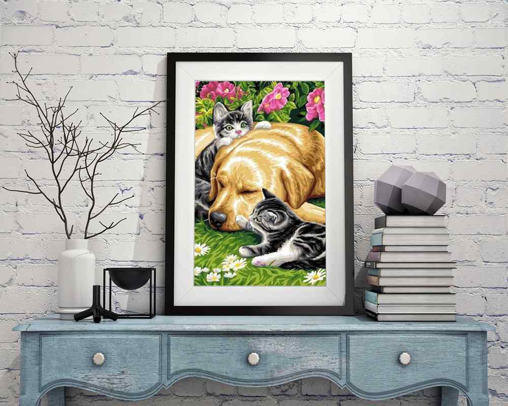 Dog wih Kitties - DIY Diamond Painting Kit