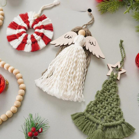 DIY Christmas Macrame Ornament Kit [6 -Piece Set]