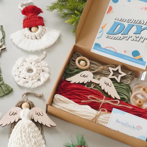 DIY Christmas Macrame Ornament Kit [6 -Piece Set]