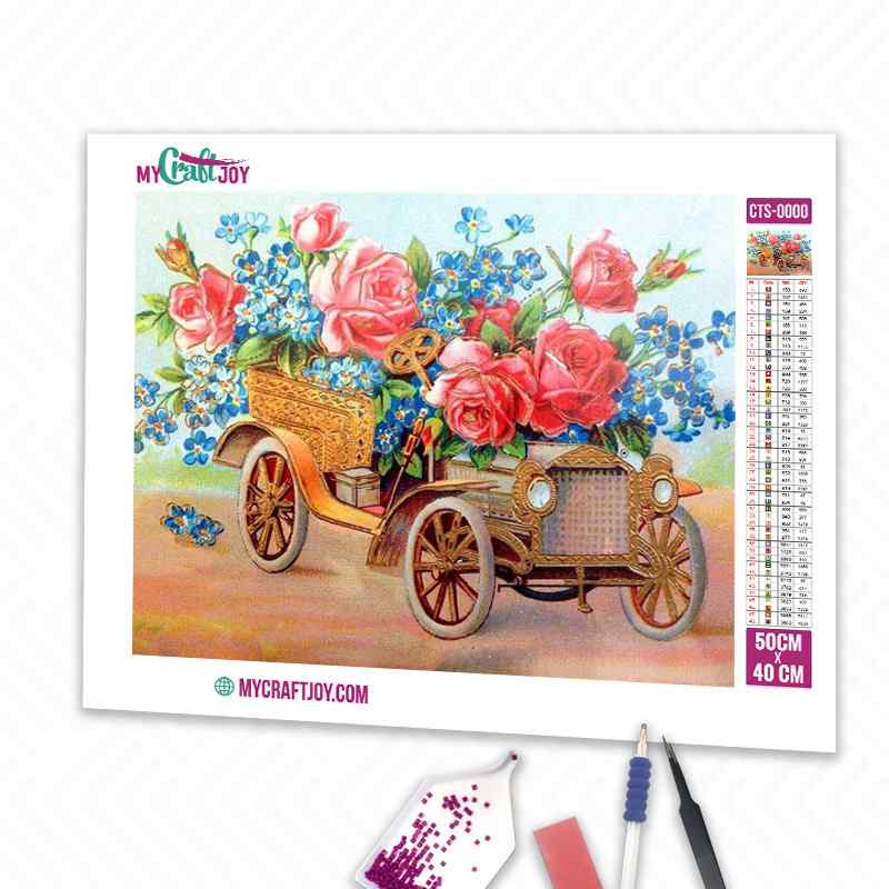 Flowers in the Car - DIY Diamond Painting Kit