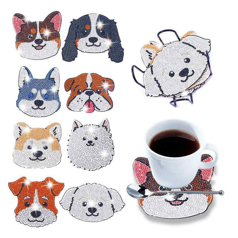 Dogs 8-pack - Diamond Painting Coasters