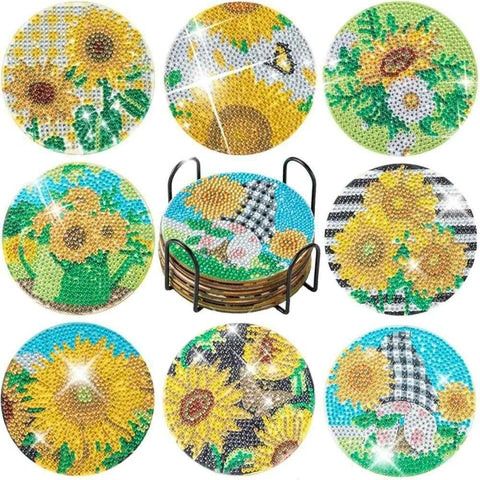 Flowers 8-pack - Diamond Painting Coasters