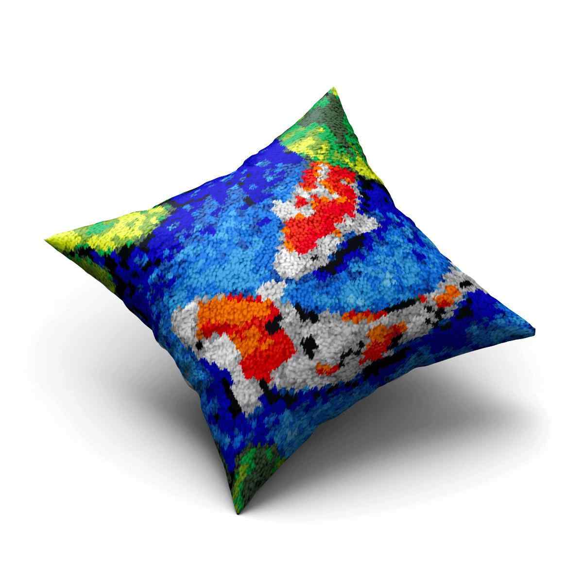 Couple Koi Pillowcase - (17x17in - 43x43cm) - DIY Latch Hook Kit