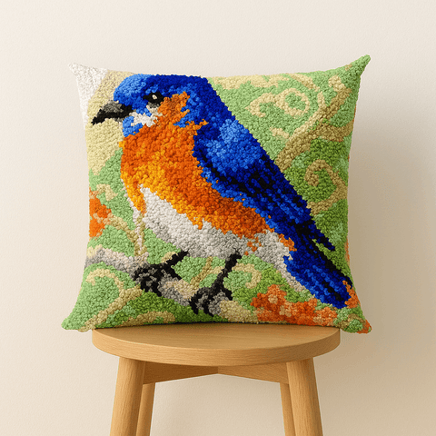 Hummingbird Pillowcase - (17x17in - 43x43cm) - DIY Latch Hook Kit