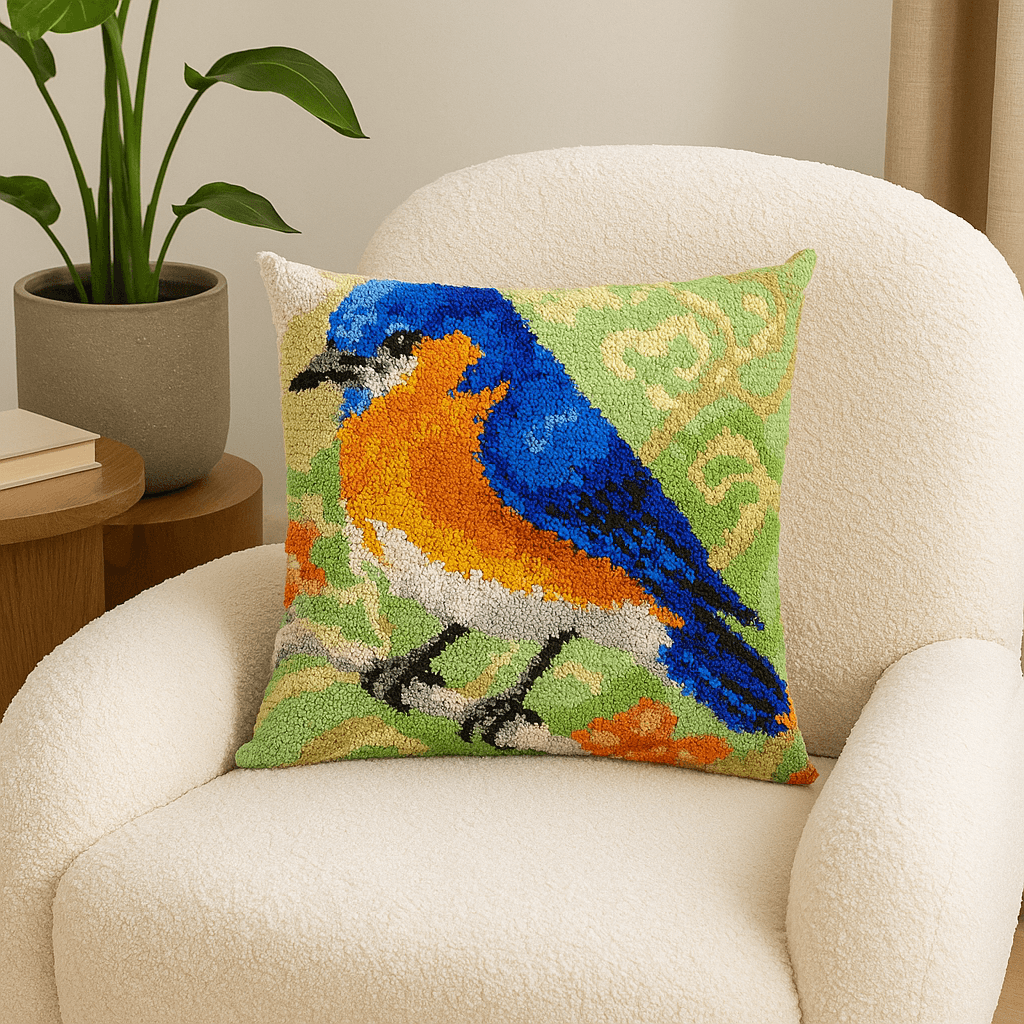Hummingbird Pillowcase - (17x17in - 43x43cm) - DIY Latch Hook Kit