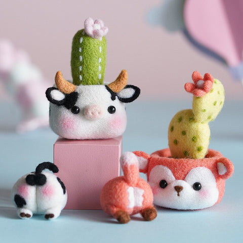 Cow with Plant - DIY Felt Painting Kit, Color