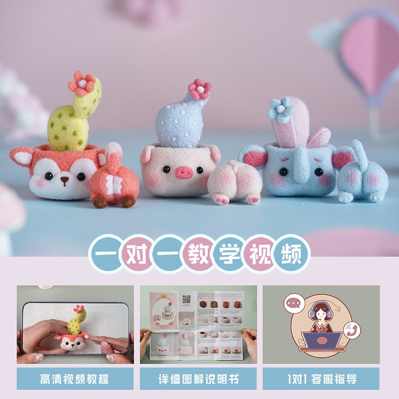 Elephant with Plant - DIY Felt Painting Kit