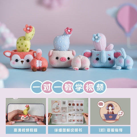 Elephant with Plant - DIY Felt Painting Kit