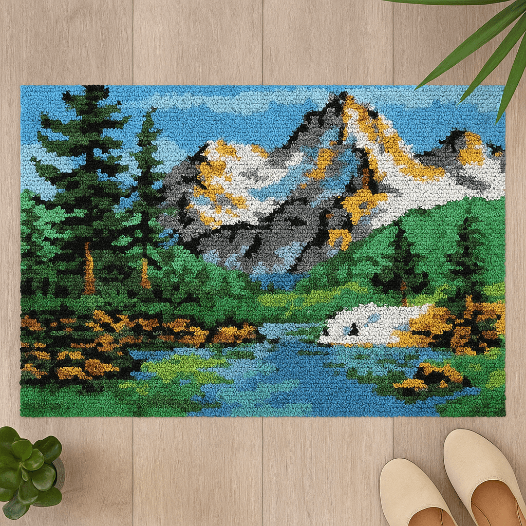 Mountain Ranges Rug - (16x20in - 40x50cm) - DIY Latch Hook Kit