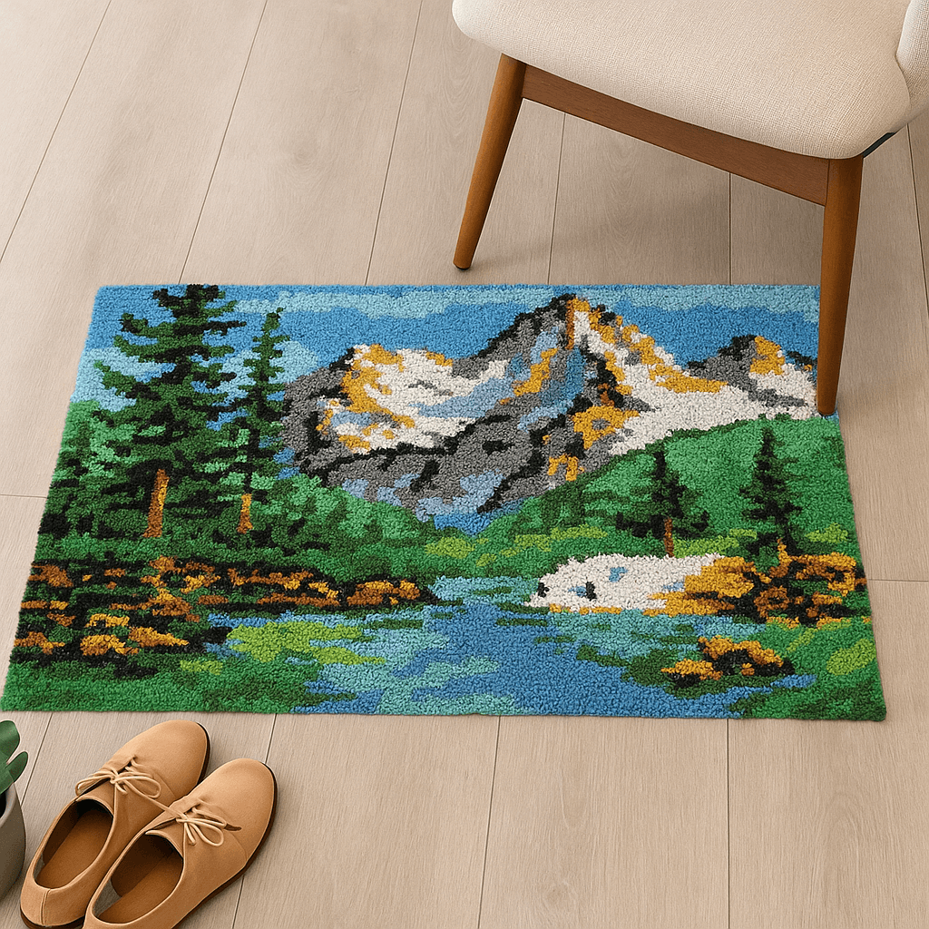 Mountain Ranges Rug - (16x20in - 40x50cm) - DIY Latch Hook Kit