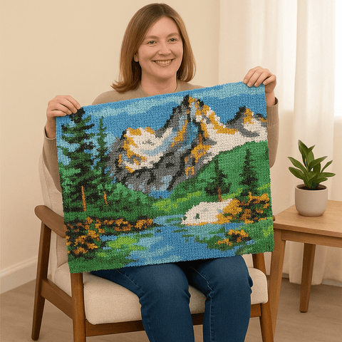 Mountain Ranges Rug - (16x20in - 40x50cm) - DIY Latch Hook Kit