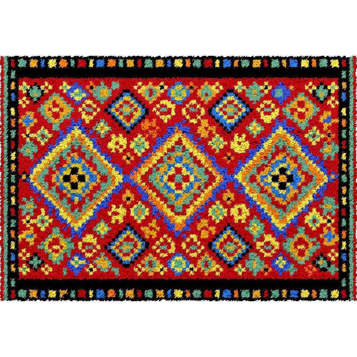 Diamond Pattern Rug - (16x24in - 40x60cm) - DIY Latch Hook Kit