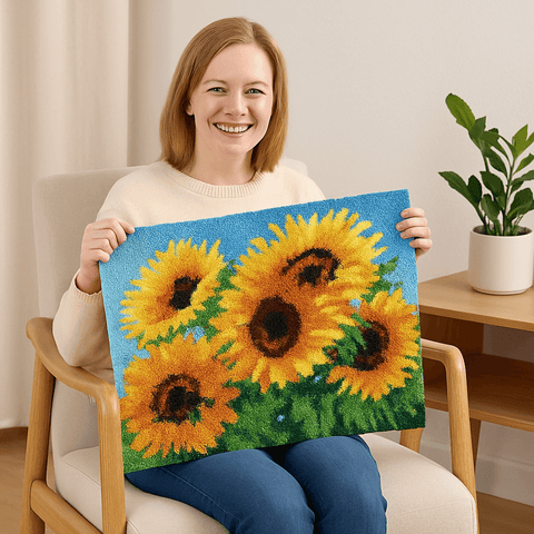 Sunflower Rug - (16x20in - 40x50cm) - DIY Latch Hook Kit