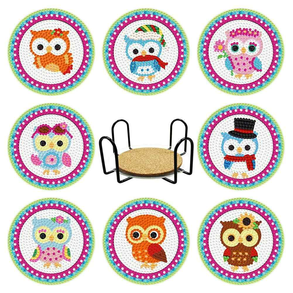 Owls 8-pack - Diamond Painting Coasters