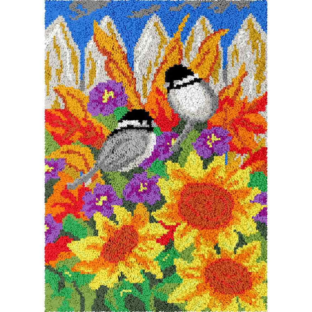 Backyard Flowers - (23x33in - 60x85cm) - DIY Latch Hook Kit