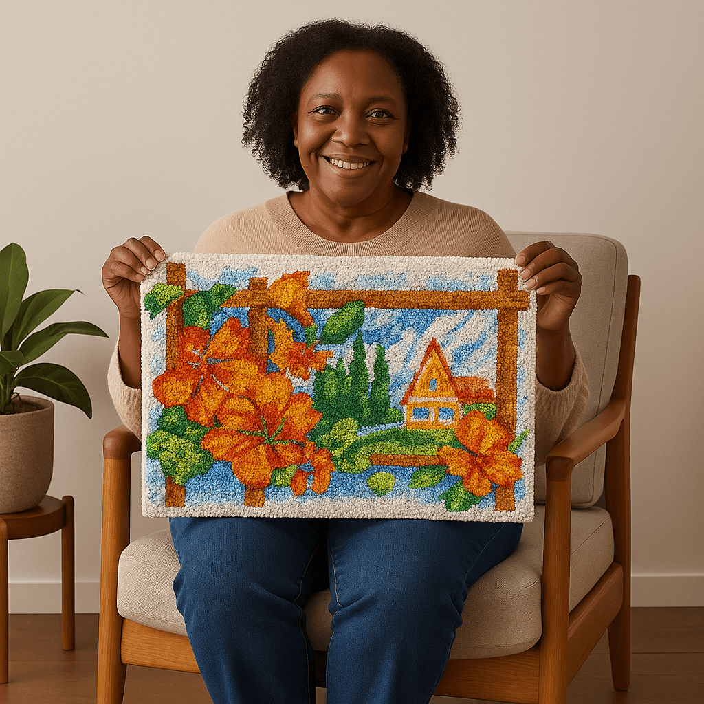 Flower Home - (33x23in - 85x60cm) - DIY Latch Hook Kit