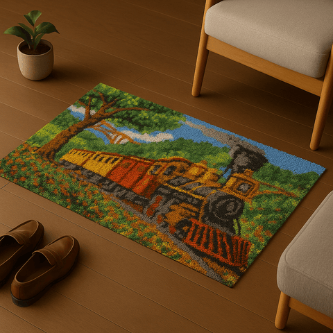 Steam Train - (33x23in - 85x60cm) - DIY Latch Hook Kit