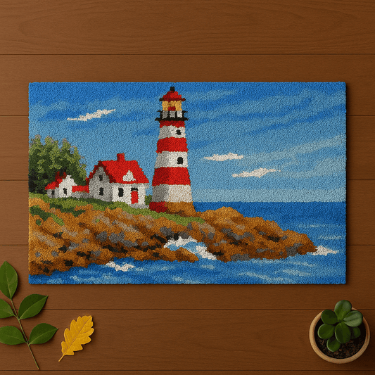Seaside Lighthouse - (16x24in - 40x60cm ) - DIY Latch Hook Kit