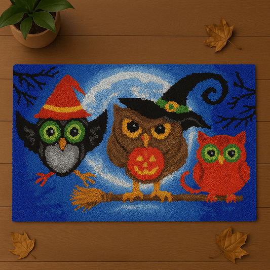 Owl's Time - (16x24in - 40x60cm ) - DIY Latch Hook Kit