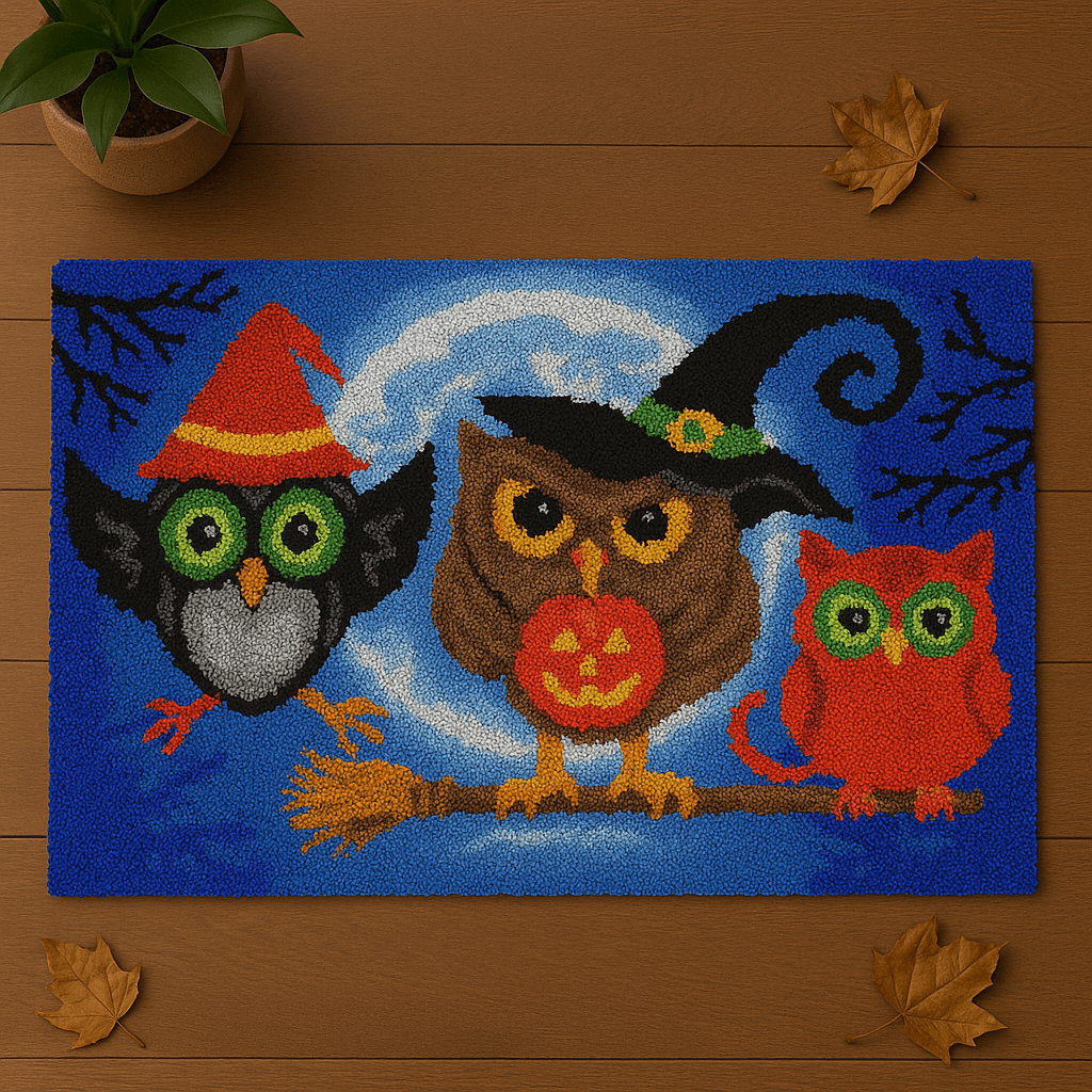 Owl's Time - (33x23in - 85x60cm) - DIY Latch Hook Kit