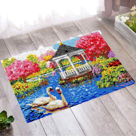 Swan Gazebo - (33x23in - 85x60cm) - DIY Latch Hook Kit