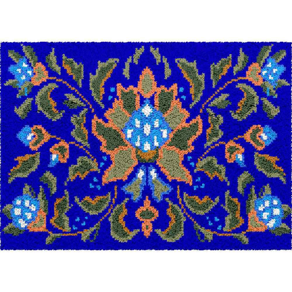 Aqua Flora - (33x23in - 85x60cm) - DIY Latch Hook Kit