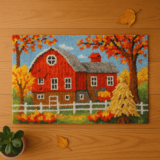 Red Barn - (33x23in - 85x60cm) - DIY Latch Hook Kit