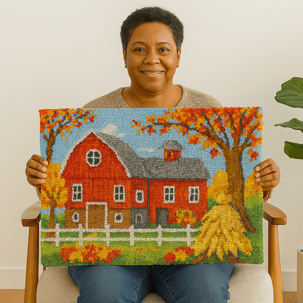 Red Barn - (33x23in - 85x60cm) - DIY Latch Hook Kit