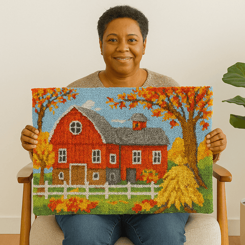 Red Barn - (33x23in - 85x60cm) - DIY Latch Hook Kit