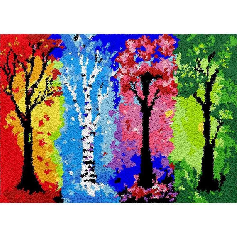 Season Trees - (33x23in - 85x60cm) - DIY Latch Hook Kit