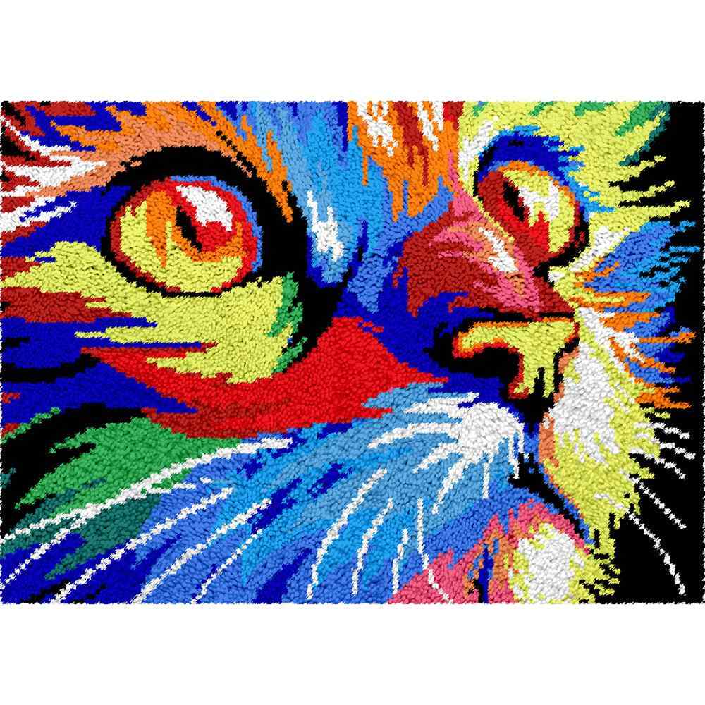 Abstract Cat - (33x23in - 85x60cm) - DIY Latch Hook Kit