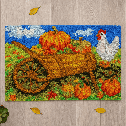 Pumpkin Chicks - (16x24in - 40x60cm ) - DIY Latch Hook Kit