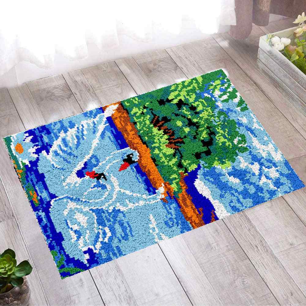 Swans on Lake - (23x33in - 60x85cm) - DIY Latch Hook Kit